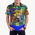 thumbnail image 2 of Lsque Geometry Dash Pattern Golf Shirts for Men Dry Fit Print Moisture Wicking Performance Short Sleeve Polo Shirt-Large, 2 of 7