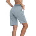 thumbnail image 5 of Women's Lounge Athletic Shorts with Pockets Knee Length Workout Biker Walkshorts, 5 of 8
