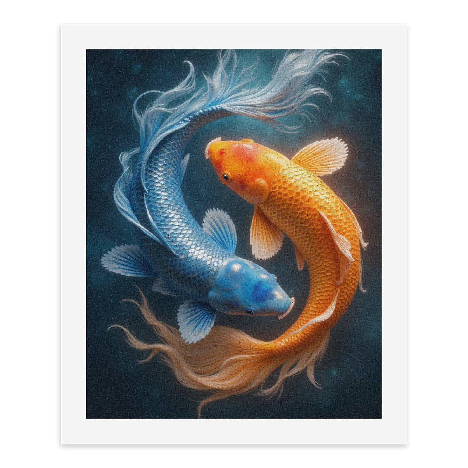 Paint By Numbers Kit for Adults Beginner - DIY Blue Orange Koi Fish Art Serenity Canvas Painting Kits for Adults, Frameless Paint By Number for Adults for Home Wall Decor 16x20 Inch