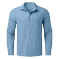 thumbnail image 4 of VerPetridure Men's Linen Shirts Casual Lightweight Long Sleeve Button Down Solid Dress Shirt Summer Beach Shirt Tops for Men, 4 of 5