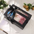 thumbnail image 4 of Large Black Gift Box with Window, 13.5x9x4.1 inches Gift Box for Present Contains Ribbon, Card, Groomsman Proposal Box (Glossy), 4 of 4
