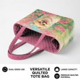 thumbnail image 6 of ZUXONGSY Pomeranian Floral Print Fashion Reversible Tote Bag for Women – Lightweight Quilted Shoulder Bag with Trendy Prints & Classic Side, Pink, 6 of 6