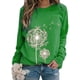 thumbnail image 4 of Camiseta Mujer Manga Larga Cuello Redondo Tops Poliéster Deportes Jersey Ropa con Casual Impreso, Verde, S Inevent AP003791-18, 4 of 6