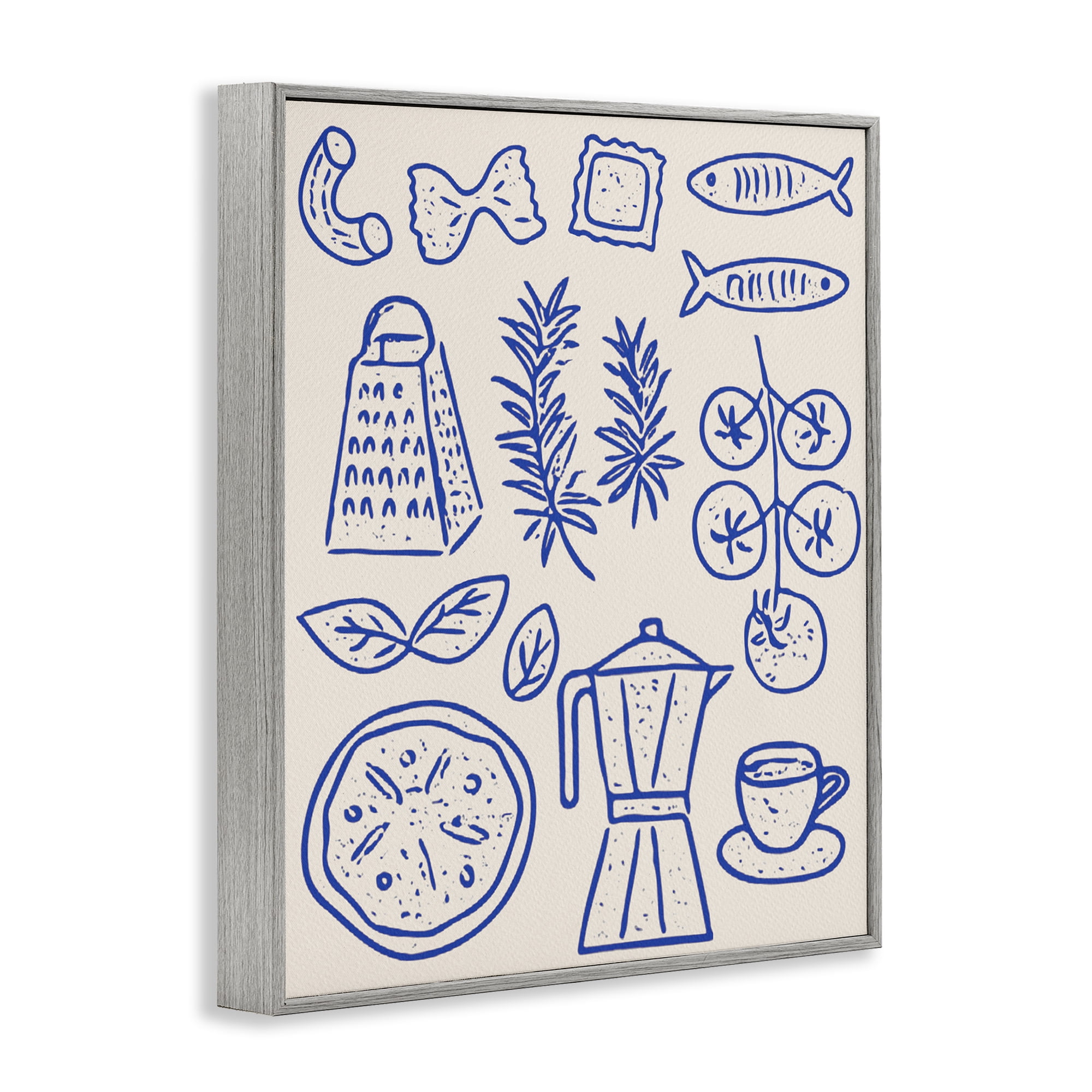 Stupell Industries Pasta & Espresso Simplicity Gray Framed Giclee Art, design by Camila Juncos
