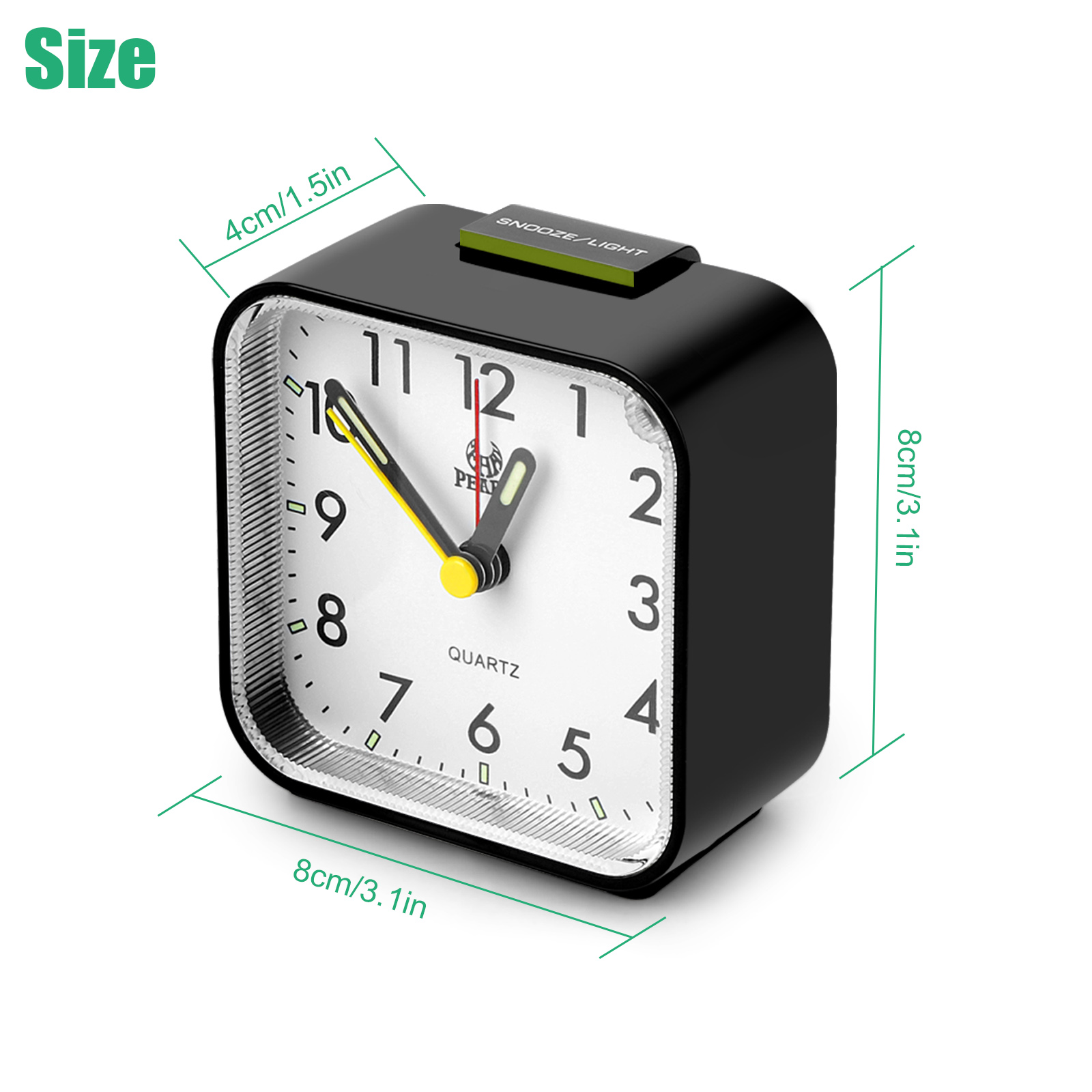 TSV Old-Fashioned Alarm Clock, Mini Battery Operated Analog Alarm Clock Square Travel Portable Alarm Clock, Compact & Lightweight Bedside Clock with Snooze Timed for Teenager, Elderly, Travelers - image 3 of 9