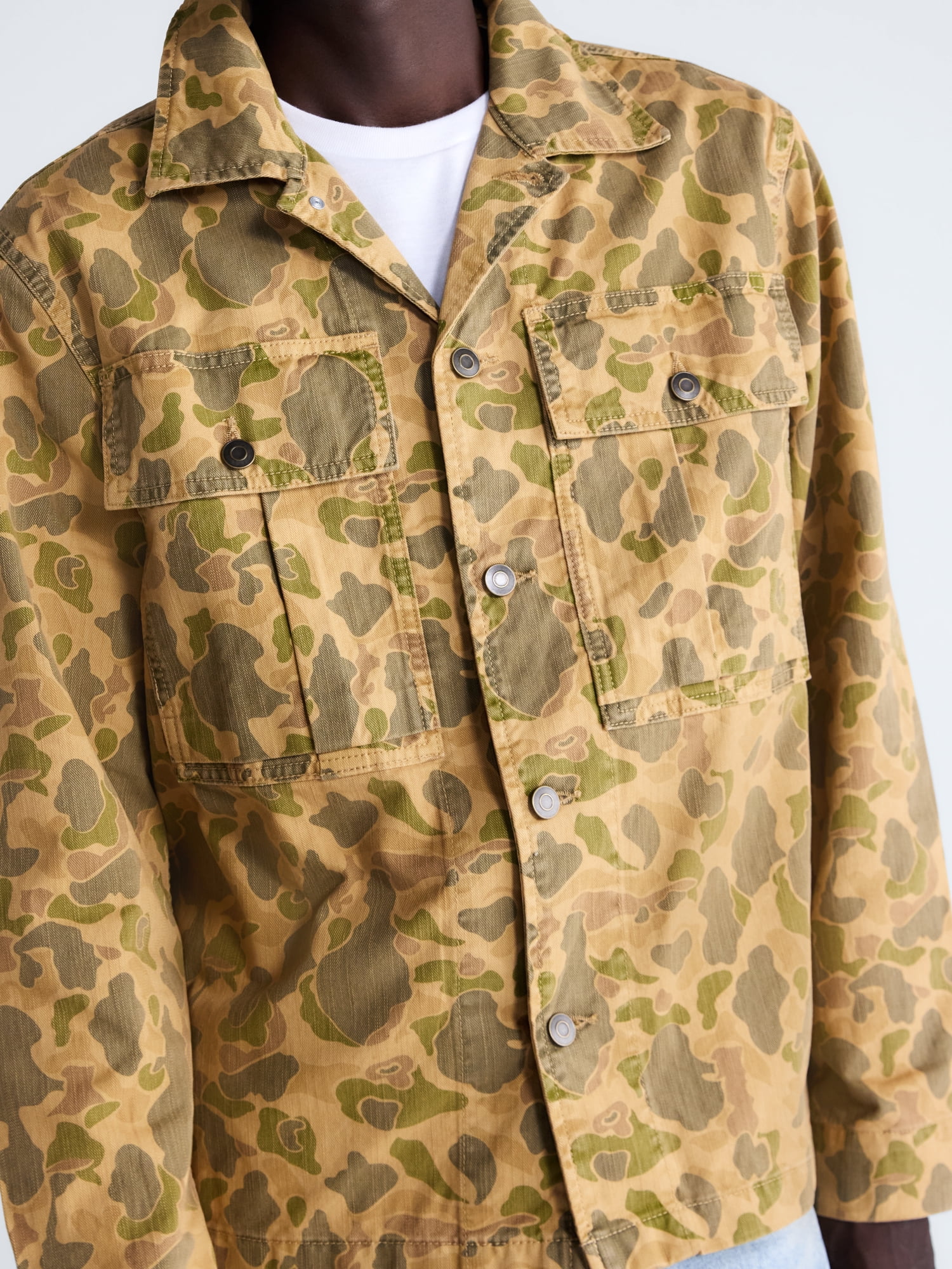 Free Assembly Men's Cotton Camo Utility Jacket, Sizes XS-3XL