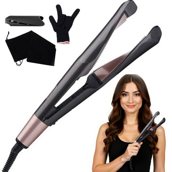 Auto Curling & Straightening Iron 2-in-1, Spiral Hair Curler with LCD Display, Tourmaline Ceramic Flat Iron Negative Ion Fast Heating for All Hair Types