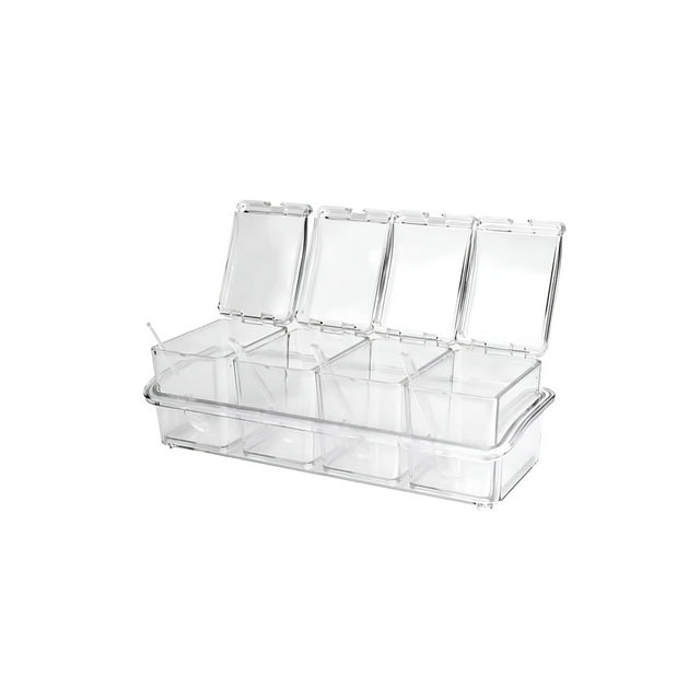Especiero Xtellar Organizador Con 4 Recipientes Multiuso Para Cocina Color Transparente