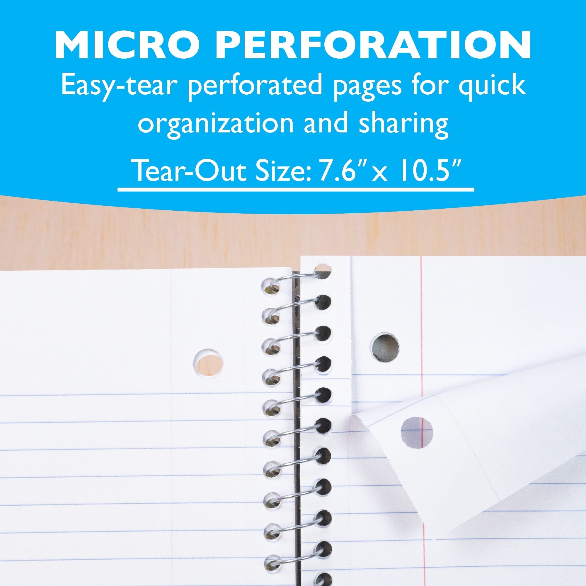 BAZIC Spiral Notebook, 1 Subject, College Ruled Paper 8" x 10-1/2", 70 Sheets Poly Cover, Assorted Color, 6-Pack
