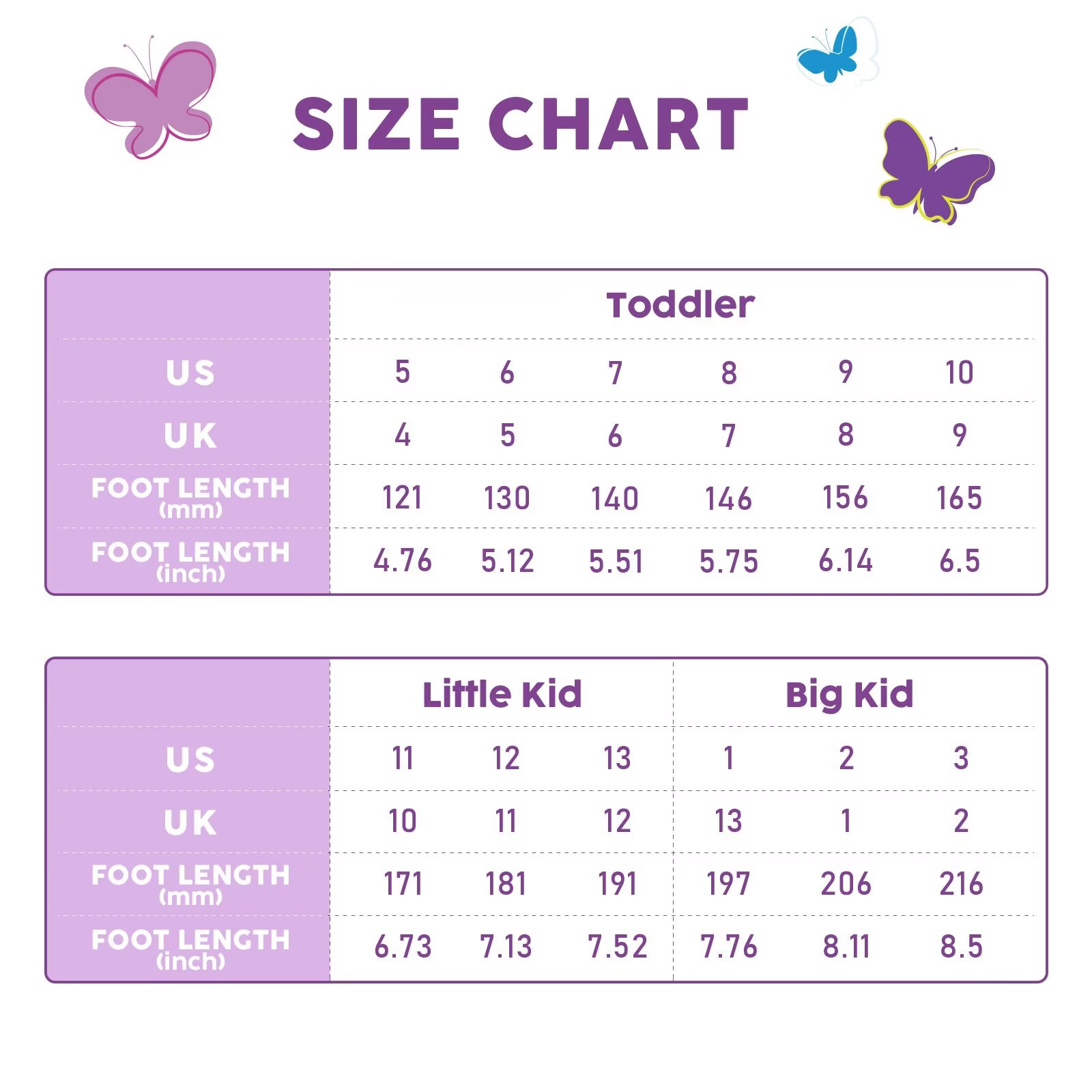 FUNCOO PLUS Toddler Rubber Rain Boots Kids Waterproof Boots for Girls, Butterfly, Big Kid Size 1