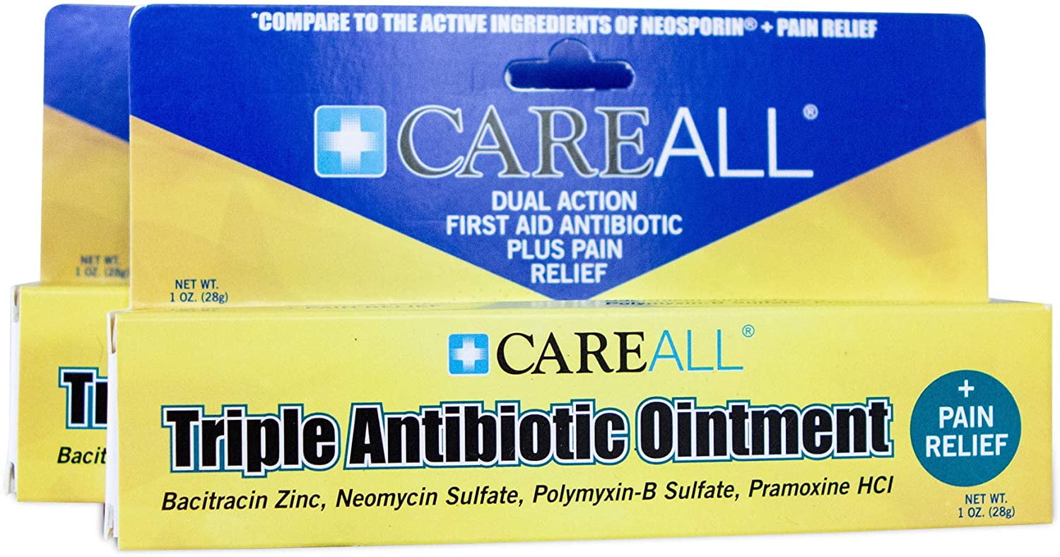 (2 Pack) CareALL 1oz Triple Antibiotic Ointment + Pain Relief, Dual
