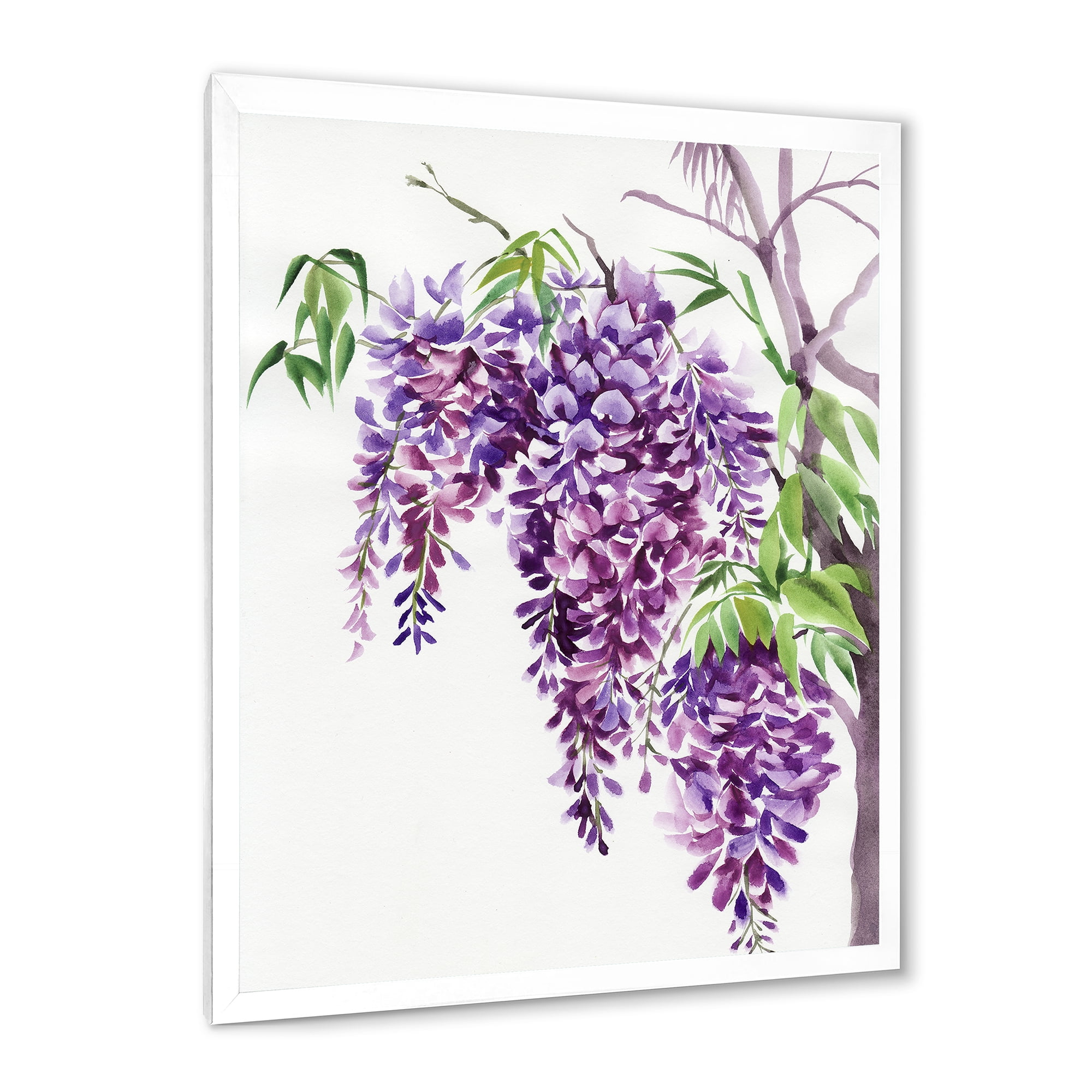 Designart 'Wisteria Purple Branches' Traditional Framed Art Print