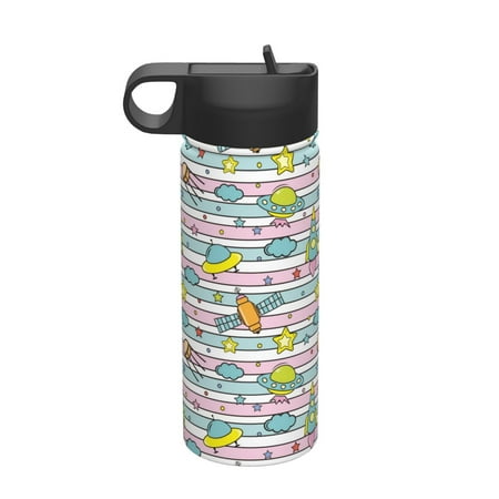 

Uemuo Space Doodle Print 18oz Sports Insulated Kettle Water Bottle Outdoor Sports Bottle Insulated Hydration Bottle with Handle & Flip Straw
