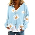 thumbnail image 2 of Ftwytp Cardigan Sweaters For Women Chunky Cardigan Sweater Vintage Pearl Button Knitted Coat Tunic Long Sleeve Jacket Elegant Open Front Cardigan, 2 of 5