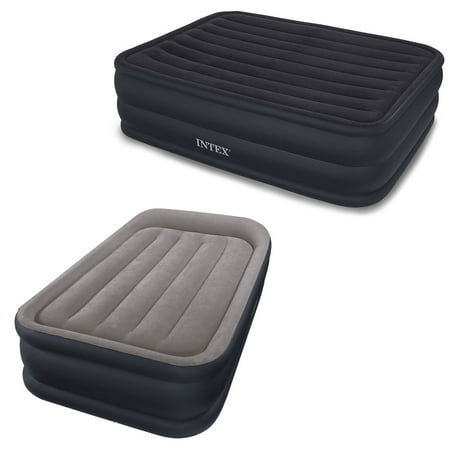 mattress inflatable intex downy raised twin pump built queen indoor air