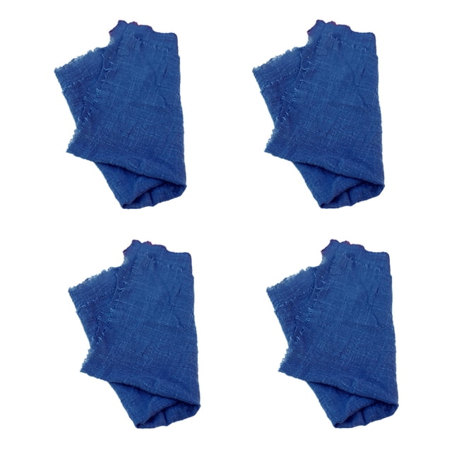 Juego de 4 servilletas de tela, servilletas de tela de lino y algodón con flecos, servilletas cuadradas rústicas con flecos para cenas, bodas y fiestas, 42 x 42 cm, azul marino