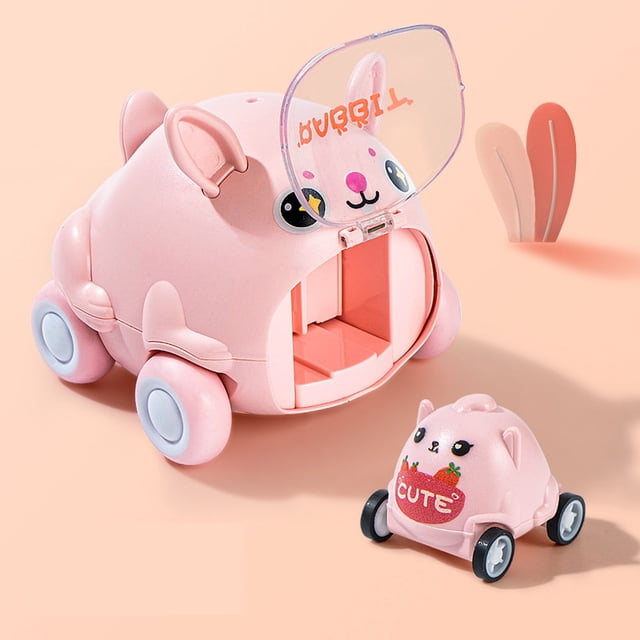 Dvkptbk Catapult Cars Cute Cartoons Animals Child Catapult Car Mini Inertias Rebounds Car Puzzle Parent-Child Interactive Children's Toy Car Model