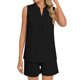 thumbnail image 4 of Camiseta de Manga Corta con Cuello en V para Mujeres con Pantalones Cortos de Bolsillo, Pantalones Casuales Y el Conjunto Superior para las Mujeres, 4 of 5