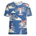 thumbnail image 5 of Coastal Village Scene Women's Short Sleeve T-Shirt Crew Neck Casual Summer Trendy Loose Fit Tops, 5 of 7