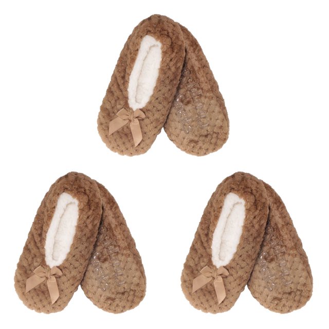 CHOK Adult Super Soft Warm Cozy Fuzzy Soft Touch Slippers Non-Slip Lined Socks Assortment B Medium 3 Pairs