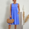 thumbnail image 2 of Summer Plus Size Sun Dresses for Womens Fashion Solid Color Casual Round-Neck Sleeveless Dress With Pocket, 2 of 8