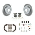 thumbnail image 1 of Transit Auto Rear Disc Coated Rotors Semi-Metallic Pads Parking Brake Shoes and Hardware Kit for Car 2010 Toyota Matrix XRS KGS-103497, 1 of 11
