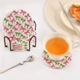thumbnail image 2 of 6 Pcs Drink Coasters with Holder 3.94in Woven Coasters for Drinks Pink Bows and Green Ribbons Coaster Set for Protection Table, 2 of 7