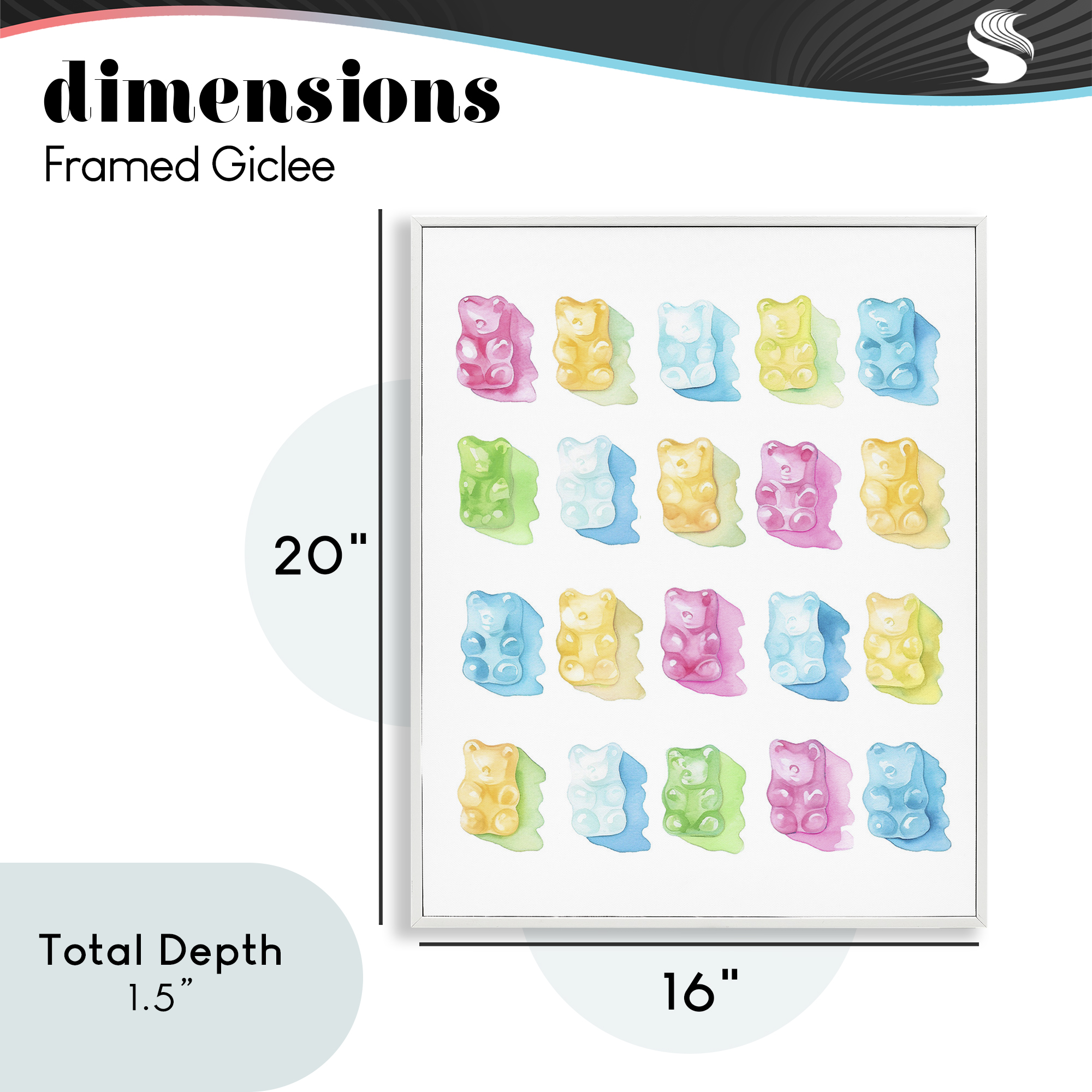 Pastel Candy Bears Collection White Framed Giclee Art, design by Lil' Rue