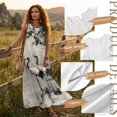 thumbnail image 7 of FOR U DESIGNS Ink Crane Leaf Print Matchable Couples' Outfit Button-up Shirt Or Flowy Dress Linen-Like Womens Sleeveless Sundress Mens Casual Shirt, 7 of 7