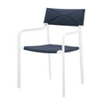 thumbnail image 3 of Lounge Chair Armchair, Set of 2, Aluminum, Metal, Steel, White Blue Navy, Modern Contemporary Urban Design, Outdoor Patio Balcony Cafe Bistro Garden Furniture Hotel Hospitality, 3 of 8