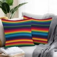 thumbnail image 2 of Colorful Mexican Outdoor Pillow Covers Set of 2 Striped Modern Horizontal Stripes Waterproof Throw Pillow Case Decorative Square Cushion Cover for Patio Couch Garden Balcony, 18"x18", 2 of 9