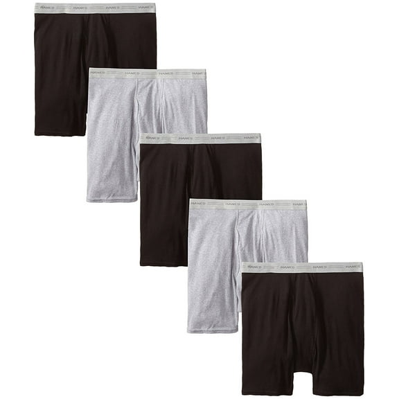 Hanes Men's Tagless Boxer Briefs with Comfort Flex Waistband (Large, Black/Grey - 5 Pack)