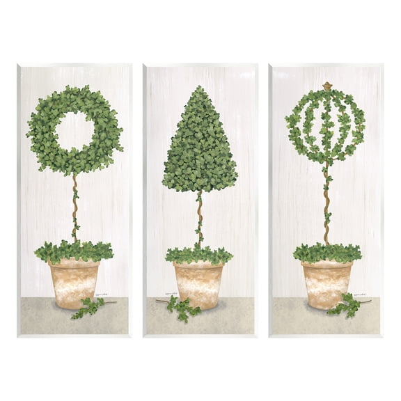Stupell Industries Potted Topiary Plants Rustic Gardening Botanicals Graphic Art Unframed Art Print Wall Art, Set of 3, Design by Annie LaPoint
