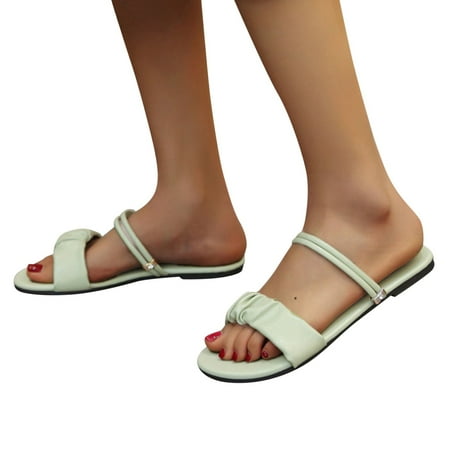 

Gubotare Winter Slippers For Women Women s Wedge Sandals With Pearls Across The Top Platform Sandals High Heels Green