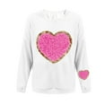 thumbnail image 2 of Felirenzacia Plus Size Women’s Valentine Hoodie Love Heart Print Long Sleeve Casual Comfy Pullover Top Romantic Holiday Outfit Women’s Fashion, White,S, 2 of 4