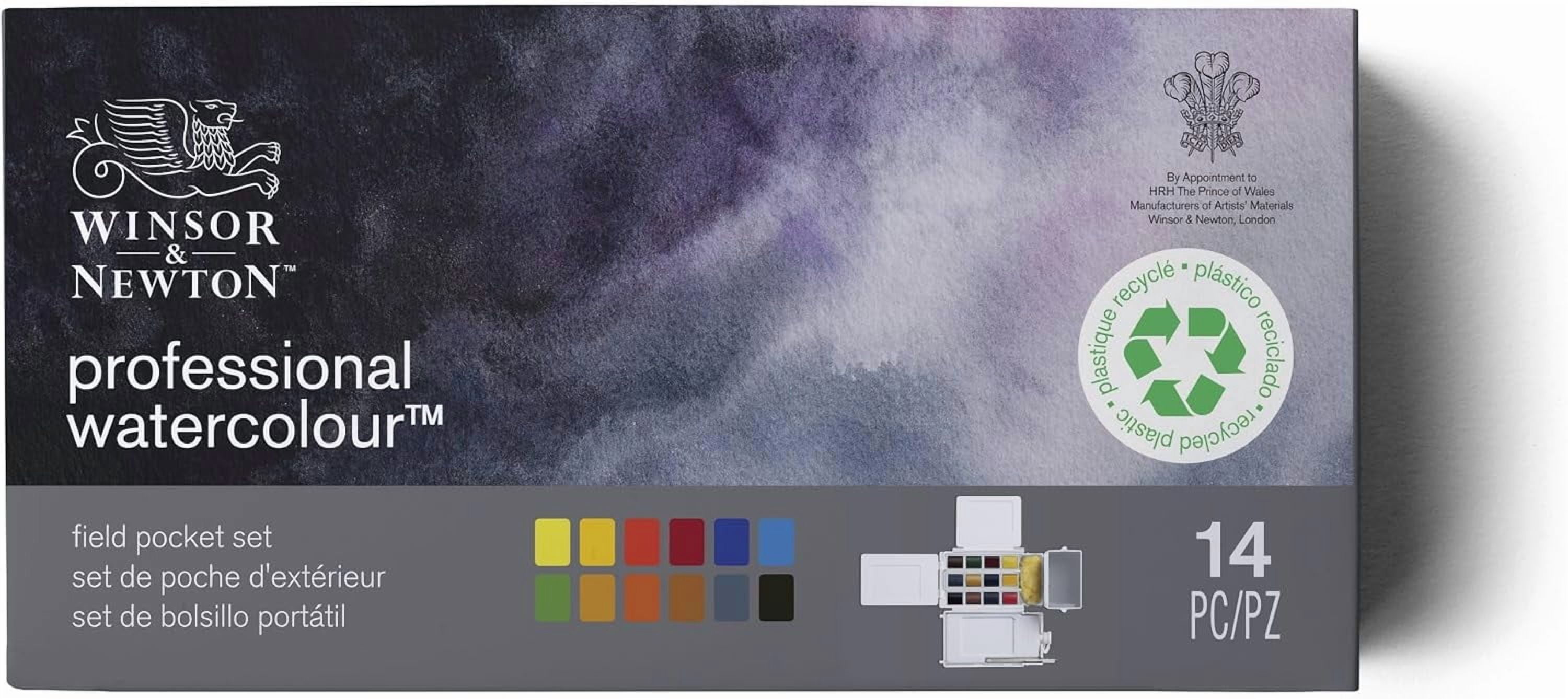 Winsor & Newton Professional Watercolor Paint Set, Compact Set, 12 Half Pan and Accessories