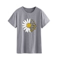 thumbnail image 3 of ZXSXSY Women Short Sleeve Crew Neck Daisy Print Tee Shirt, 3 of 6