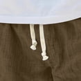 thumbnail image 6 of GrmtClth Mens Linen Shorts Elastic Waist Drawstring Casual Cotton Shorts Loose Summer Beach Vacation Shorts Classic Fit Stretch Outdoor Hiking Shorts with Pocket Army Green 4XL, 6 of 6