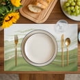 thumbnail image 4 of Green Abstract Placemats Set of 6, Waves Gradient Water Ripple Striped Placemats for Dining Table, Place Mats for Kitchen Tabletop, Waterproof Wipeable Dining Table Mats Set, 4 of 9