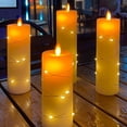 thumbnail image 3 of Flameless Candles, with Embedded String Lights, 5-Piece LED Candles, with 10-Key Remote Control, 24-Hour Timer Function, Dancing Flame, Real Wax, Battery-Powered(Batteries not Included)., 3 of 7
