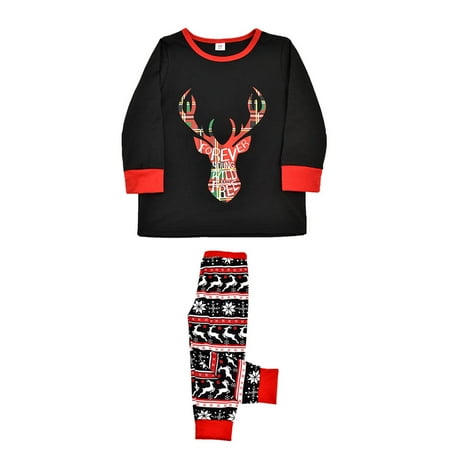 

Holiday Graphic New Cute And Stylishable Christmas Print Family European And American Pajamas Parent-Child Suit Kids Black 2-3Years Y2Y