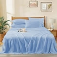 thumbnail image 3 of 1000 Thread Count 4-Piece 100% Egyptian Cotton Bed Sheets Luxury Hotel Sheets Fits Mattress Upto 21" Deep Pocket, California King Size - Light Blue Solid, 3 of 8