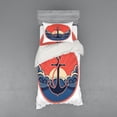 thumbnail image 2 of Ambesonne Nautical Bedding Set 4 Pcs, Sea Waves at Sunset, Queen, Red Blue Yellow, 2 of 3