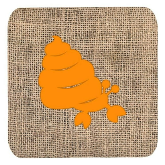 Hermit Crab Burlap And Orange Foam Coasters - Set 4, 3.5 x 3.5 In.