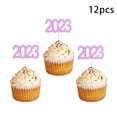 thumbnail image 6 of 12x Happy New Year Cupcake Topper New Year Supplies Cake Decorations Accessories for Birthday Party Decor , Violet, 6 of 9