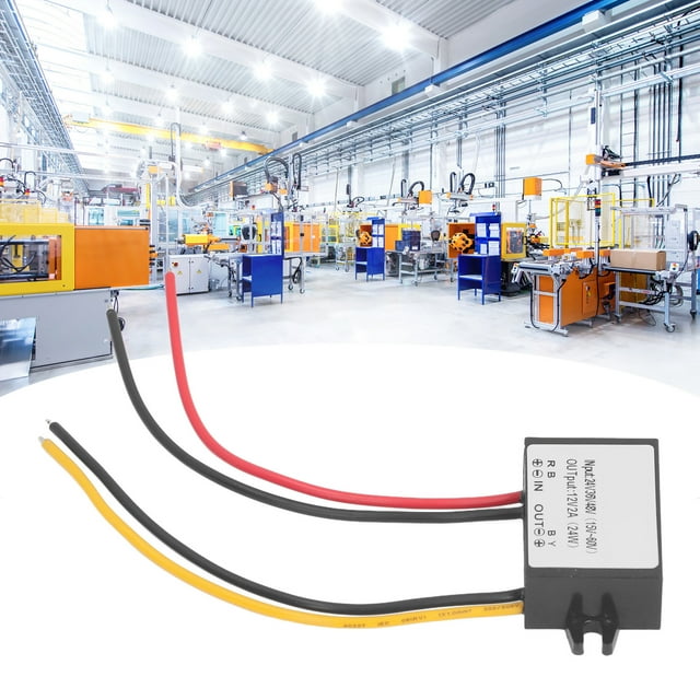 Réducteur de Tension DC à DC, Régulateur de Tension 15-60V Entrée Haute Efficacité Polyvalent IP67 12V 2A 24W Sortie Boîtier Robuste Protections Multiples pour Moteur