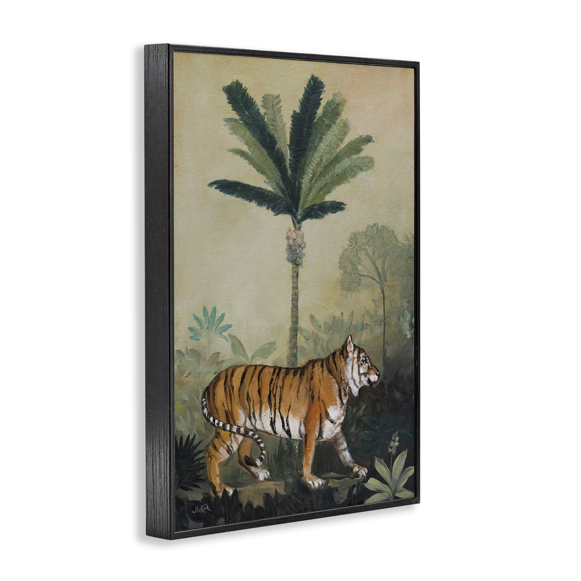 Stupell Industries King Of Jungle Tiger Landscape Painting Black Framed Art Print Wall Art, 20 x 30
