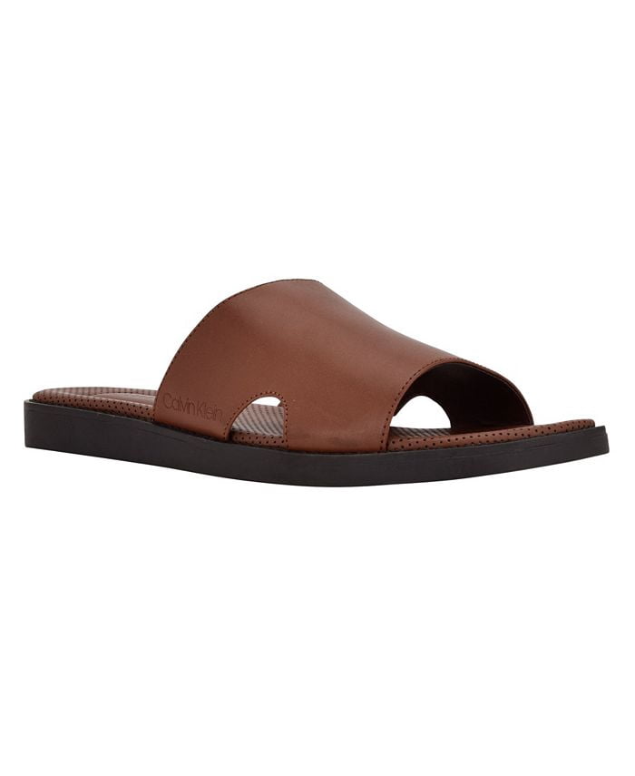 Calvin Klein Mens Ethan 2 Faux Leather Slip On Slide Sandals  display picture 2