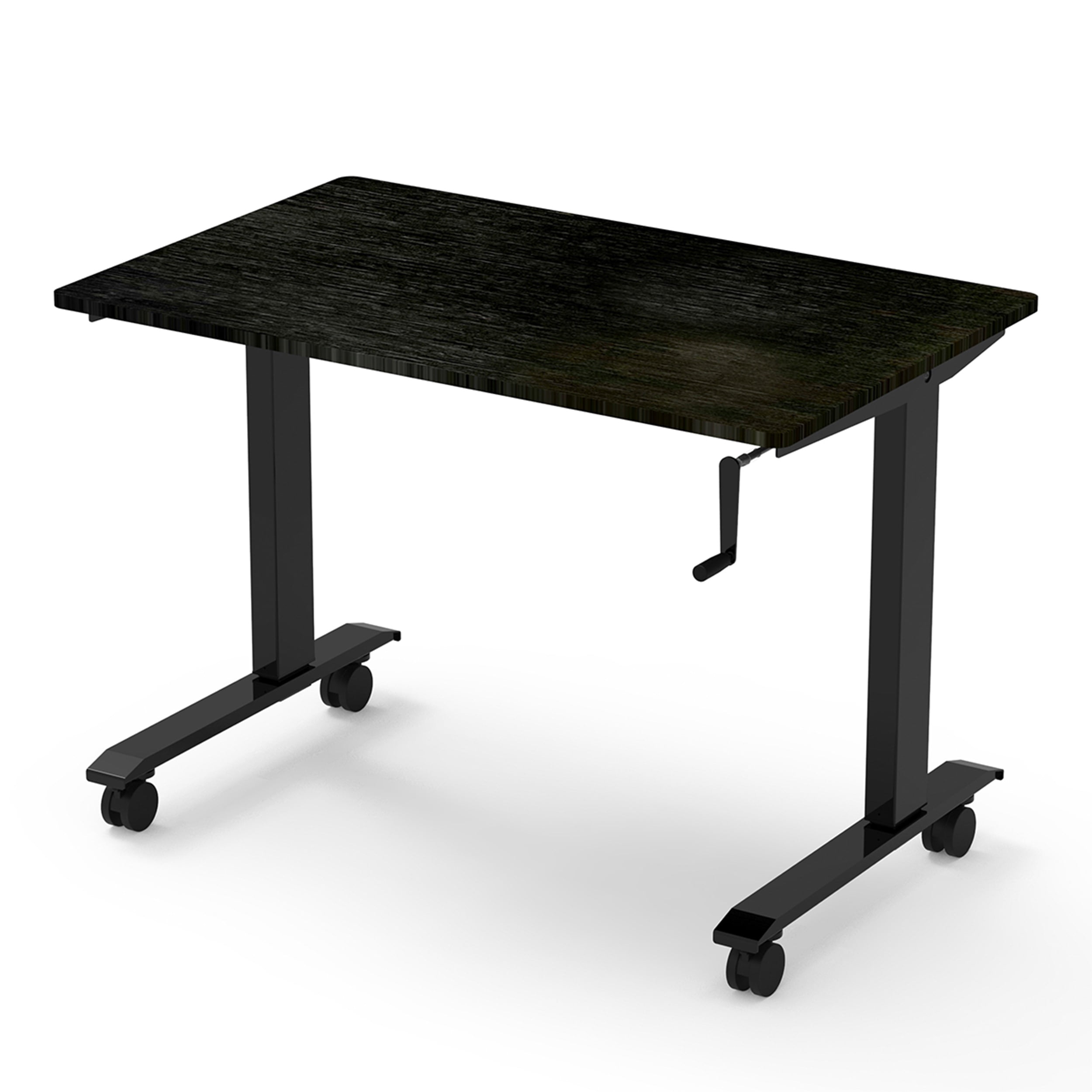 Stand Up Desk Store Crank Adjustable Height Rolling Standing Desk (Charcoal Frame/Black Coffee Bamboo Top, 48" Wide)
