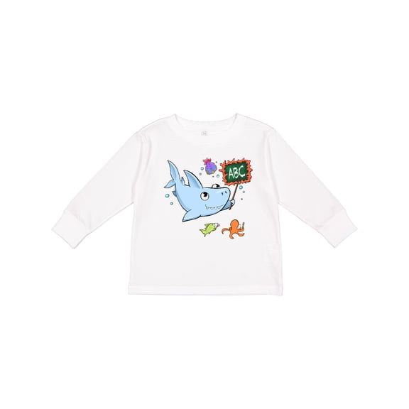 Inktastic Teacher Shark with School of Fish Boys or Girls Long Sleeve Toddler T-Shirt